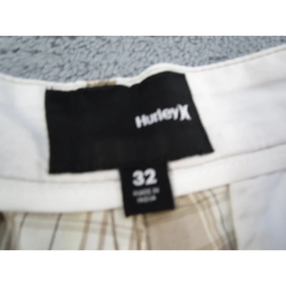 Hurley Sustain Mens 32 Plaid Chino Walk Shorts Tan Skate Y2K MW606SUSV